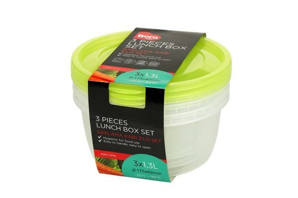 Yuvarlak Saklama Kabı 175*85 1300 ML 3 LÜ SET