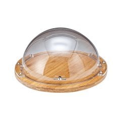 ÇELİK KULPLU POLYCARBONAT ROLLTOP KAPAKLI AHŞAP ALTLI FANUS 46 CM