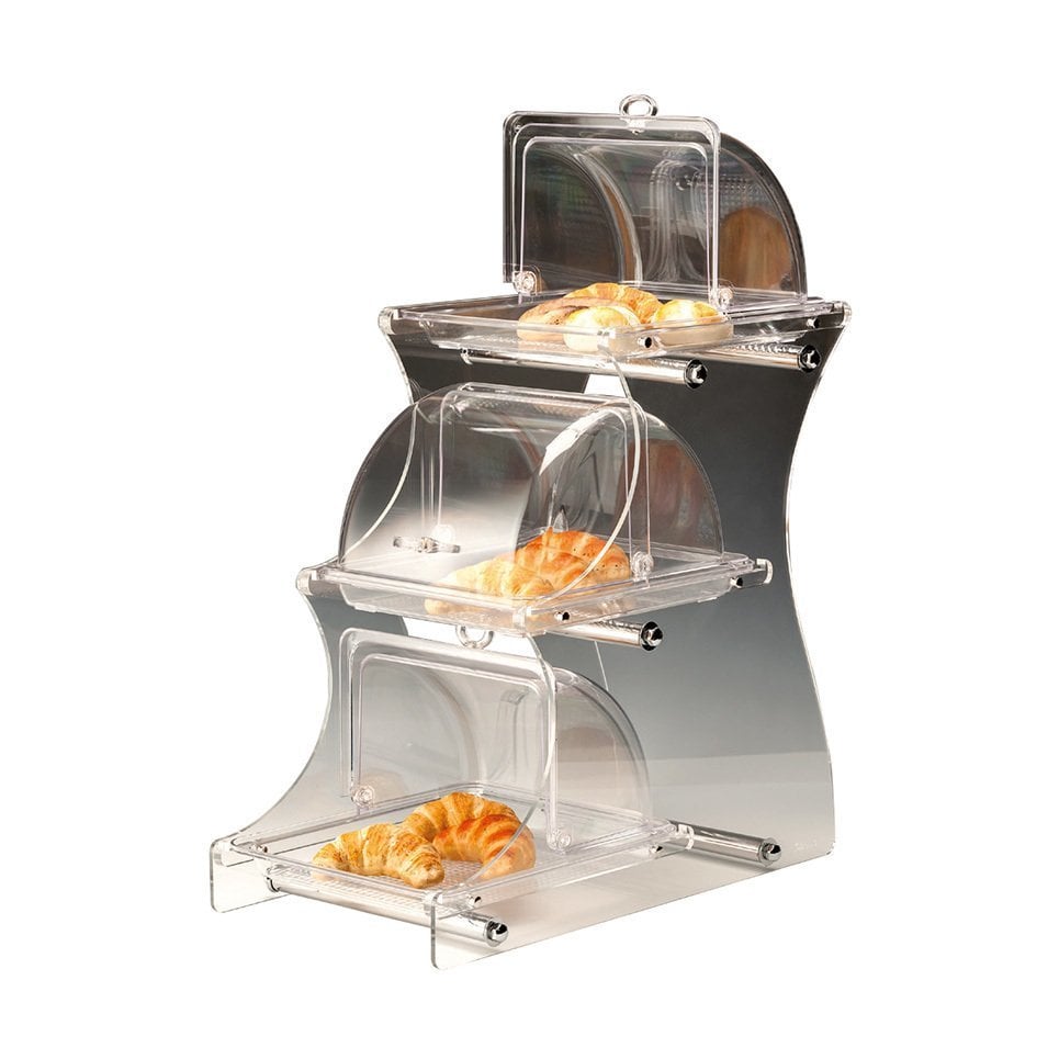 3 KATLI POLYCARBONAT GN 1/2 FANUSLU TEŞHİR STANDI 30*58 CM