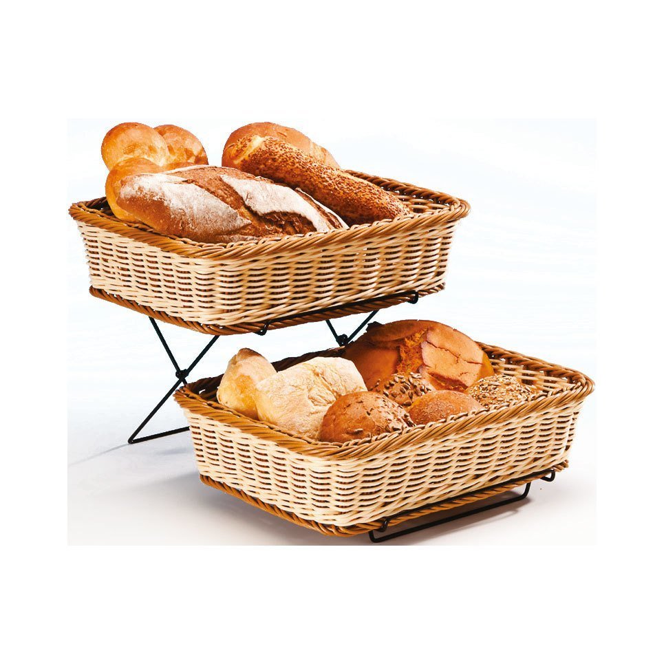 2 KATLI TELLİ STANDLI HASIR SEPET 27x36 CM H 9 CM