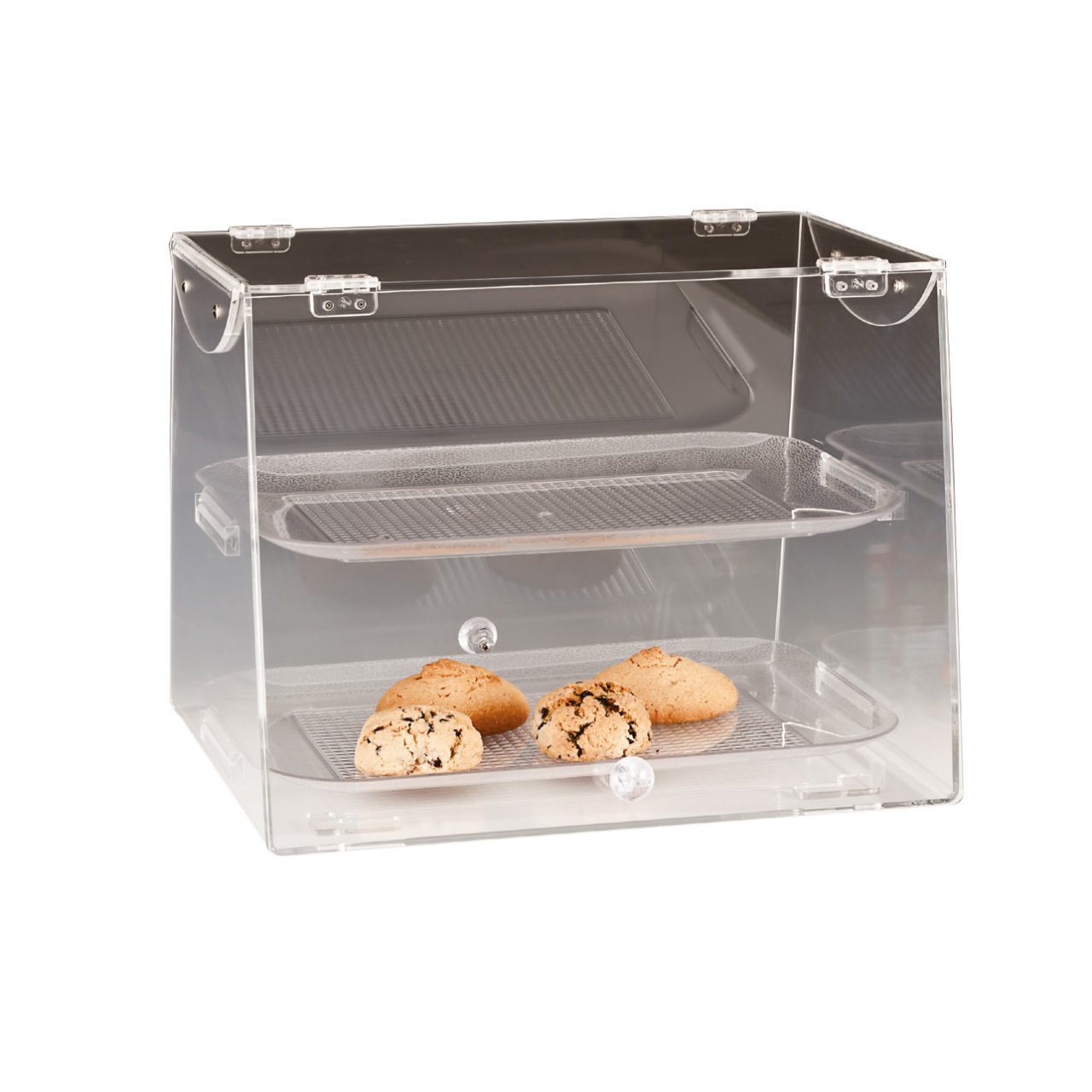 POLYCARBONAT TEPSİLİ ÇİFT KAPAKLI TEŞHİR STANDI 40x36 CM