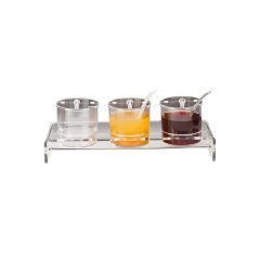 POLYCARBONAT SOSLUK REÇELLİK STANDI 3 LÜ KALIN STAND 1,5 lt 19,5*57*H19 CM