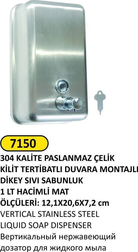 SIVI SABUNLUK PASLANMAZ 1 LT KİLİT TERTİBATLI