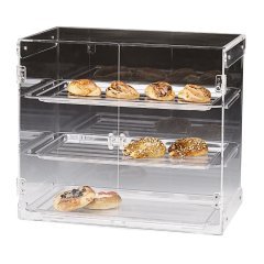 3 KATLI KAPAKLI POLYCARBONAT TEPSİLİ TEŞHİR STANDI 57*38*H 50 CM