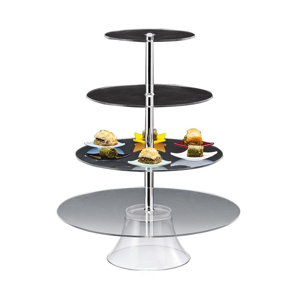 4 KATLI YUVARLAK AKRİLİK TEŞHİR STANDI R-49-33-24 CM H 63 CM
