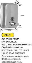 SIVI SABUNLUK  0,500 ML PASLANMAZ ÇELİK MAT
