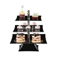 POLYCARBONAT TEPSİLİ 3  KATLI TEŞHİR STANDI 25-30-35 CM H: 44 CM