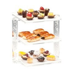 3 KATLI KARE MELAMİN TEPSİLİ TEŞHİR STANDI 25*34 H 29 CM