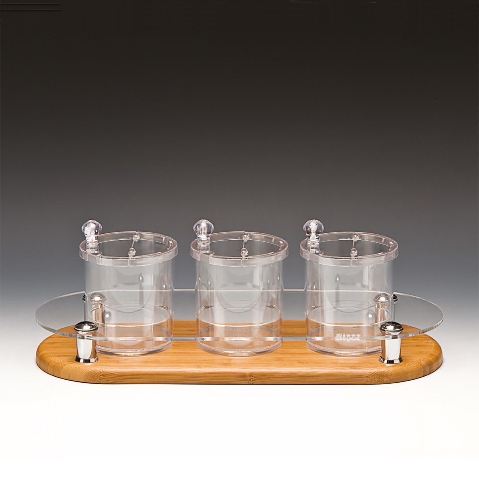 AHŞAP ALTLI 3 LÜ SOSLUK BAHARATLIK 48x19* H 17 CM