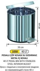 PEDALLI ÇÖP KOVASI 40 LT PASLANMAZİÇ KOVALI