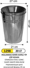 PASLANMAZ KONİK ÇÖP KOVASI 45 CM