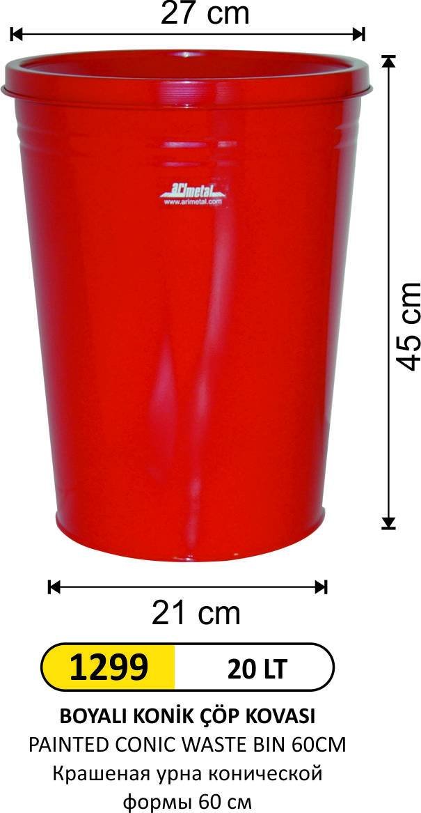 KONİK ÇÖP KOVASI BOYALI 45 CM