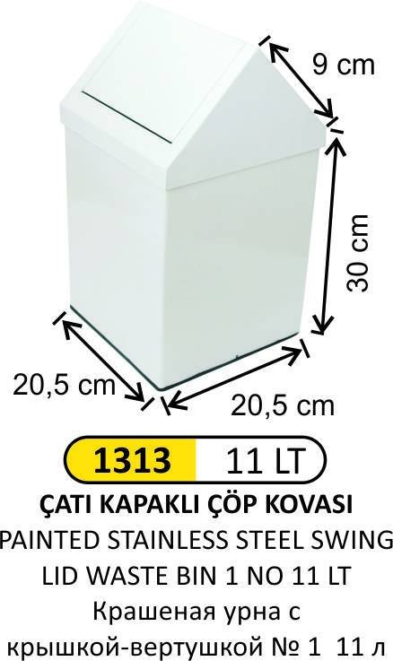 ÇATI KAPAKLI ÇÖP KOVASI 1 NO BOYALI 11 LT