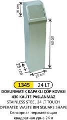 DOKUNMATİK KARE ÇÖP KOVASI 24 LT PASLANMAZ
