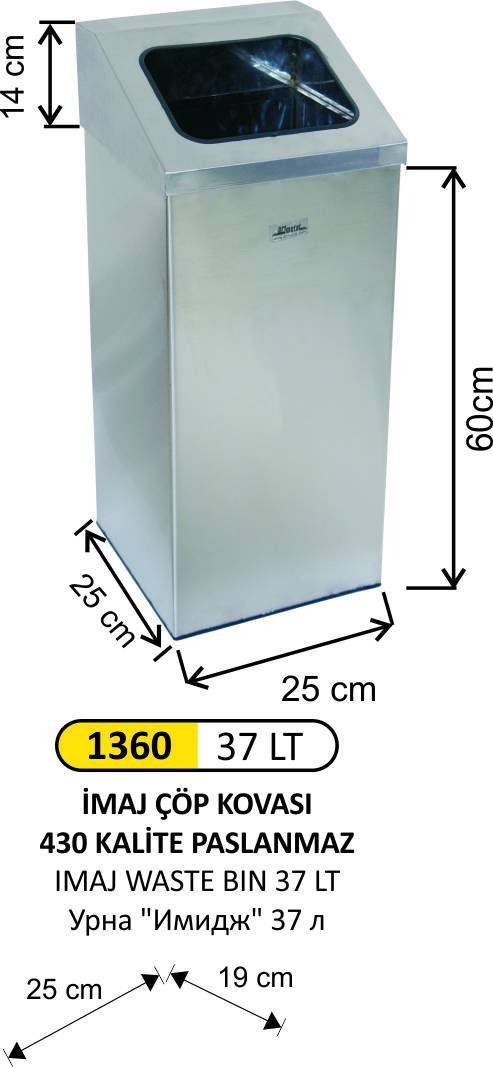 İMAJ ÇÖP KOVASI 37 LİTRE