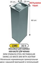 DİKDÖRTGEN ÇATI KAPAKLI KÜLLÜKLÜ ÇÖP KOVASI PASLANMAZ KÜÇÜK