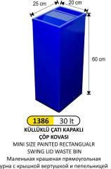 DİKDÖRTGEN ÇATI KAPAKLI KÜLLÜKLÜ ÇÖP KOVASI BOYALI KÜÇÜK BOY