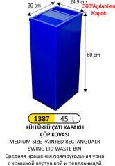 DİKDÖRTGEN ÇATI KAPAKLI KÜLLÜKLÜ ÇÖP KOVASI BOYALI ORTA BOY