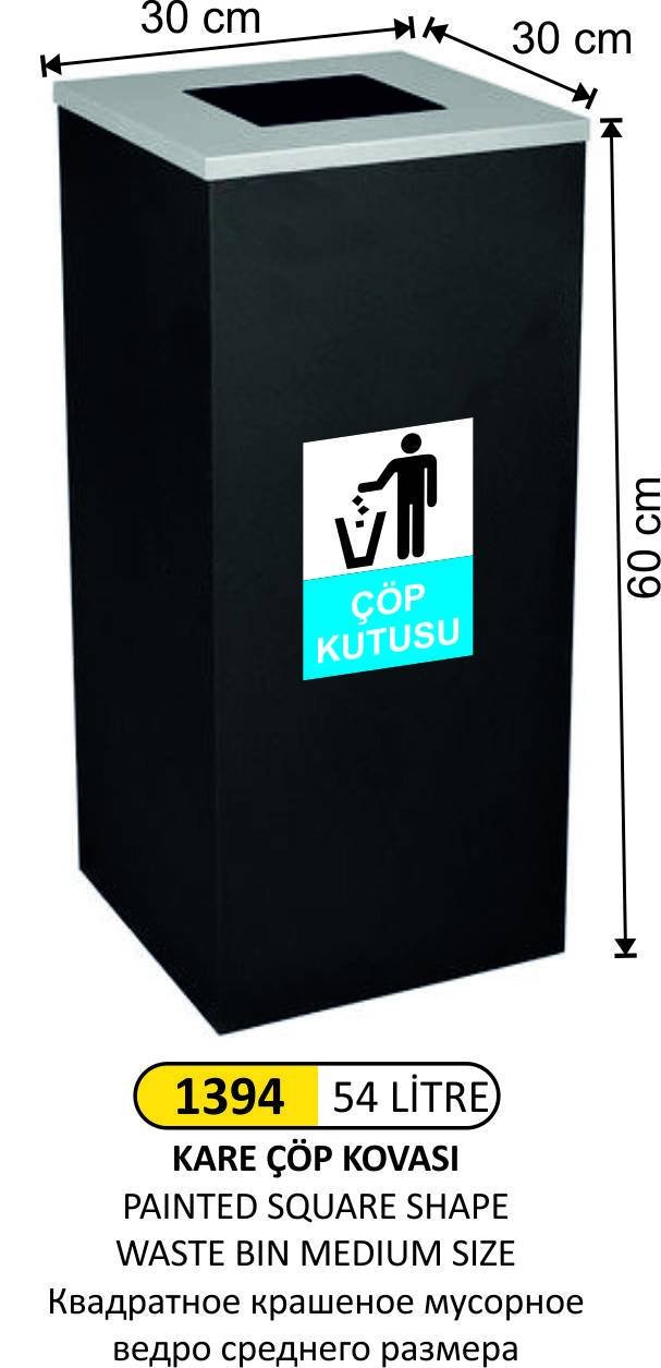 KARE BOYALI ÇÖP KOVASI ORTA BOY