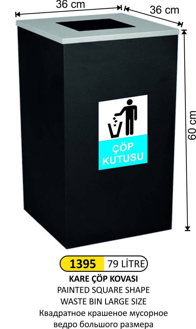 KARE BOYALI ÇÖP KOVASI BÜYÜK BOY