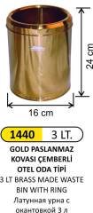 3 LT ÇEMBERLİ GOLD PASLANMAZ ÇÖP KOVASI