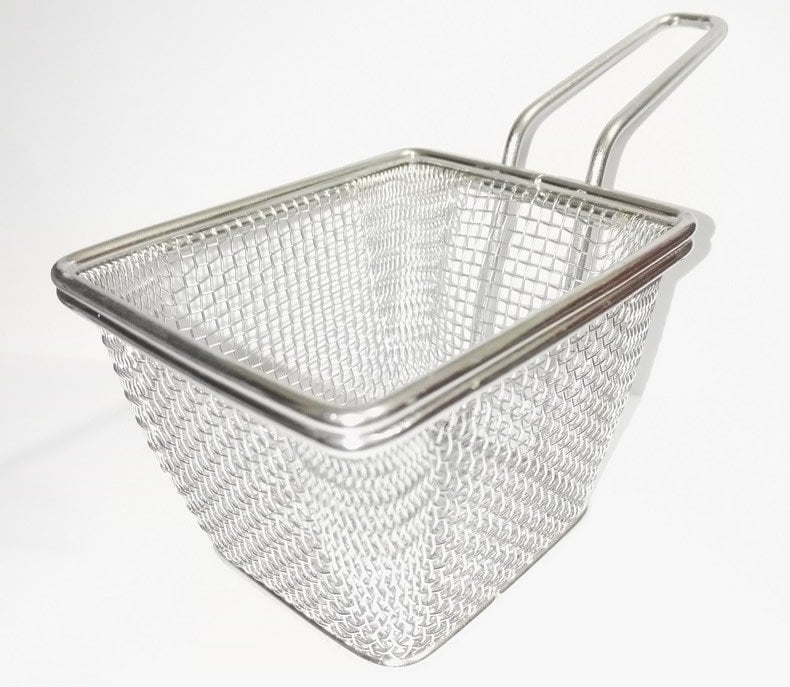 PASLANMAZ MİNİ KARE TELLİ FRİTÖZ SEPETİ 10X8X7 CM