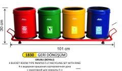 GERİ DÖNÜŞÜM KOVASI ODA TİP 5 LT ÇEMBERLİ 4 LÜ BOYALI