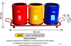 GERİ DÖNÜŞÜM KOVASI ODA TİP 5 LT ÇEMBERLİ 3 LÜ BOYALI