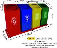 GERİDÖNÜŞÜM BAZALI 4 LÜ BOYALI  54 LT