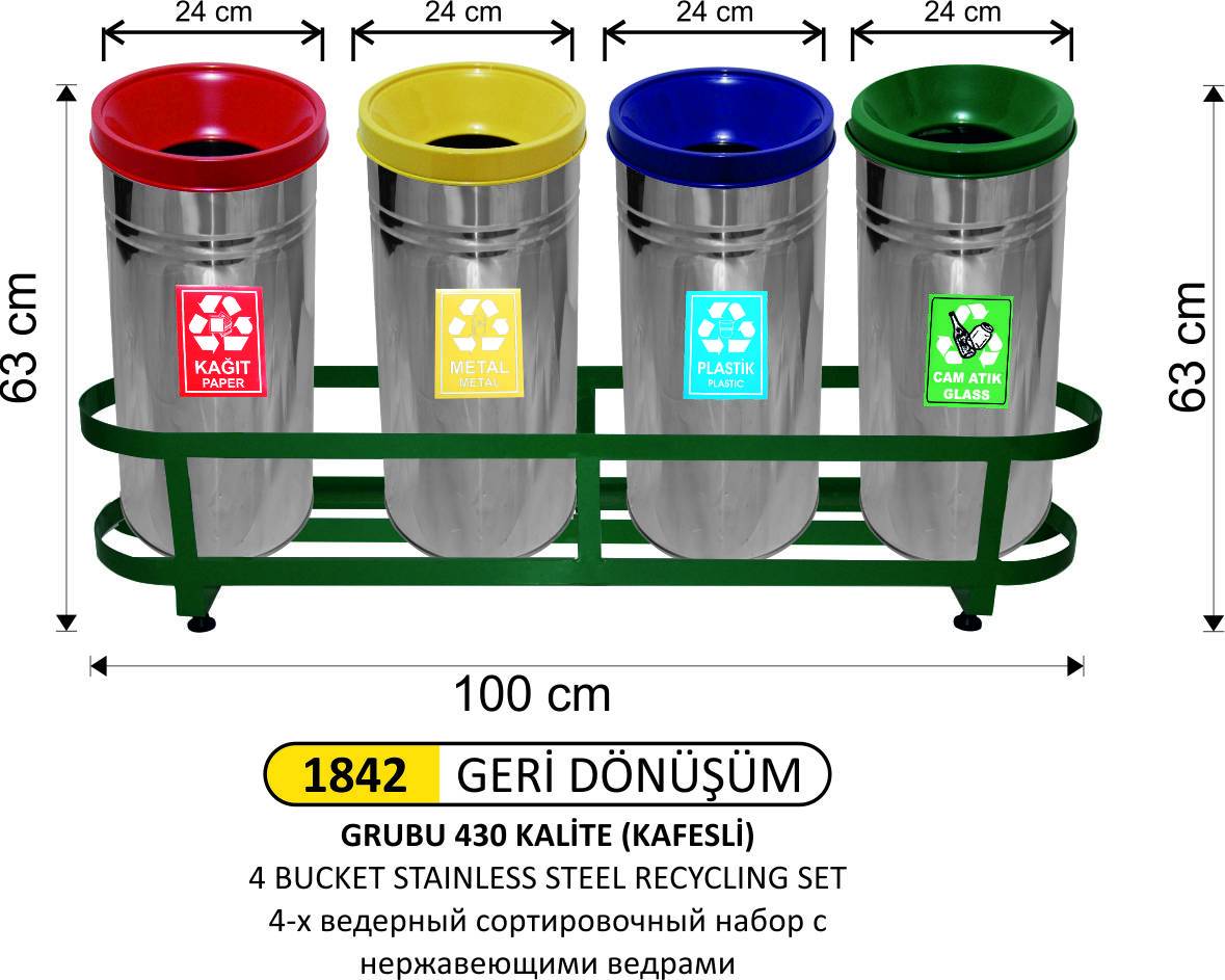 GERDÖNÜŞÜM SETİ 4 LÜ PASLANMAZ KOVALI