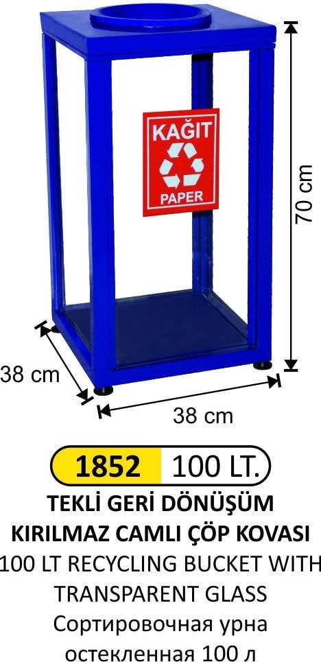GERİDÖNÜŞÜM KOVASI CAMLI 100 LT