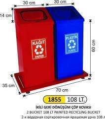 GERİDÖNÜŞÜM KOVASI BOYALI 2 Lİ 108 LT