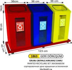 GERİDÖNÜŞÜM CAMLI BOYALI 36x36x60 CM+