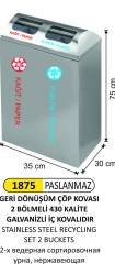 GERİDÖNÜŞÜM ÇÖP KOVASI 2 Lİ PASLANMAZ