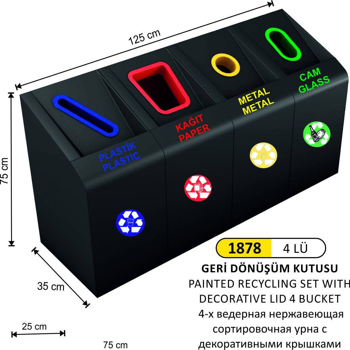 GERİDÖNÜŞÜM SETİ 4 LÜ BOYALI DEKORATİF KAPAK