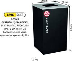 GERİDÖNÜŞÜM KOVASI BOYALI KAPAKLI 54 LİTRE