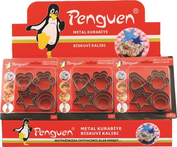 DESENLİ 12 PARÇA METAL KURABİYE KALIBI