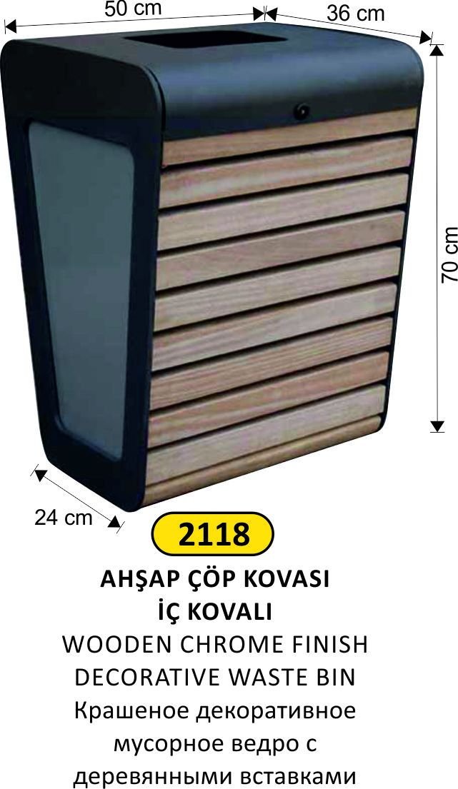 AHŞAPLI BOYALI DEKORATİF ÇÖP KOVASI