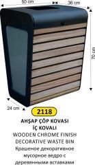 AHŞAPLI BOYALI DEKORATİF ÇÖP KOVASI