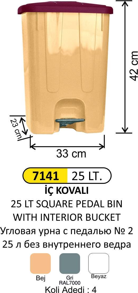 PEDALLI ÇÖP KOVASI KÖŞ.2 NO 25 LT İÇ KOVALI 4250