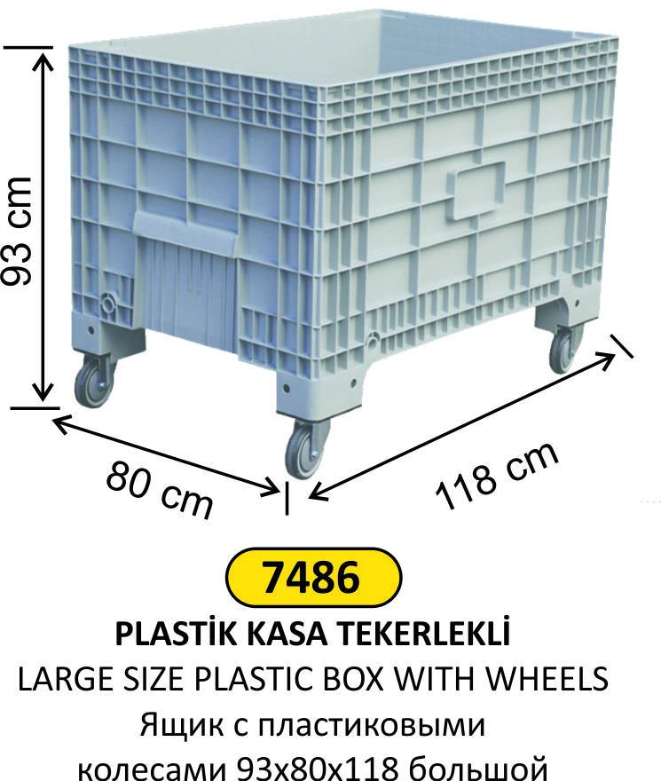 PLASTİK TEKERLEKLİ KASA 93x80x118 BÜYÜK BOY