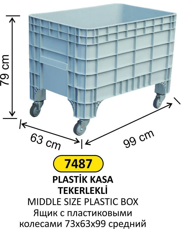 PLASTİK TEKERLEKLİ KASA ORTA BOY 79x63x99 CM