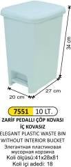 PLASTİK PEDALLI ÇÖP KOVASI 10 LİTRE ZARİF MODEL
