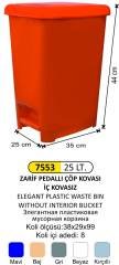 PLASTİK PEDALLI ÇÖP KOVASI 25 LİTRE ZARİF MODEL