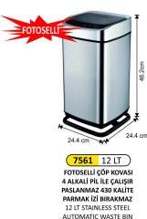 FOTOSELLİ ÇÖP KOVASI 12 LİTRE PASLANMAZ ÇELİK