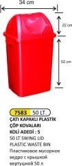 ÇATI KAPAKLI PLASTİK ÇÖP KOVASI 50 LT 4195