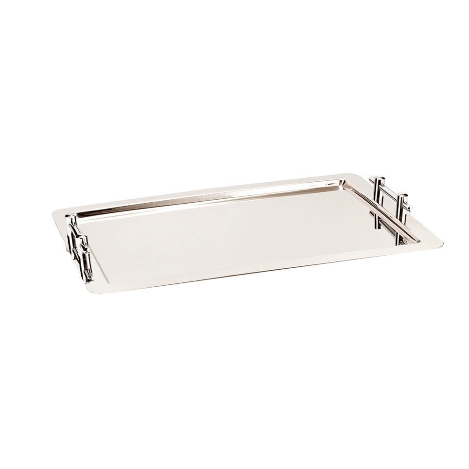 ÇELİK KULPLU KÖŞELİ SERVİS TEPSİ 42*62 CM