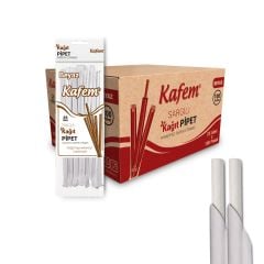 Kafem Sargılı Beyaz Kağıt Pipet 19,5cm 25li x 100 Paket (Koli)