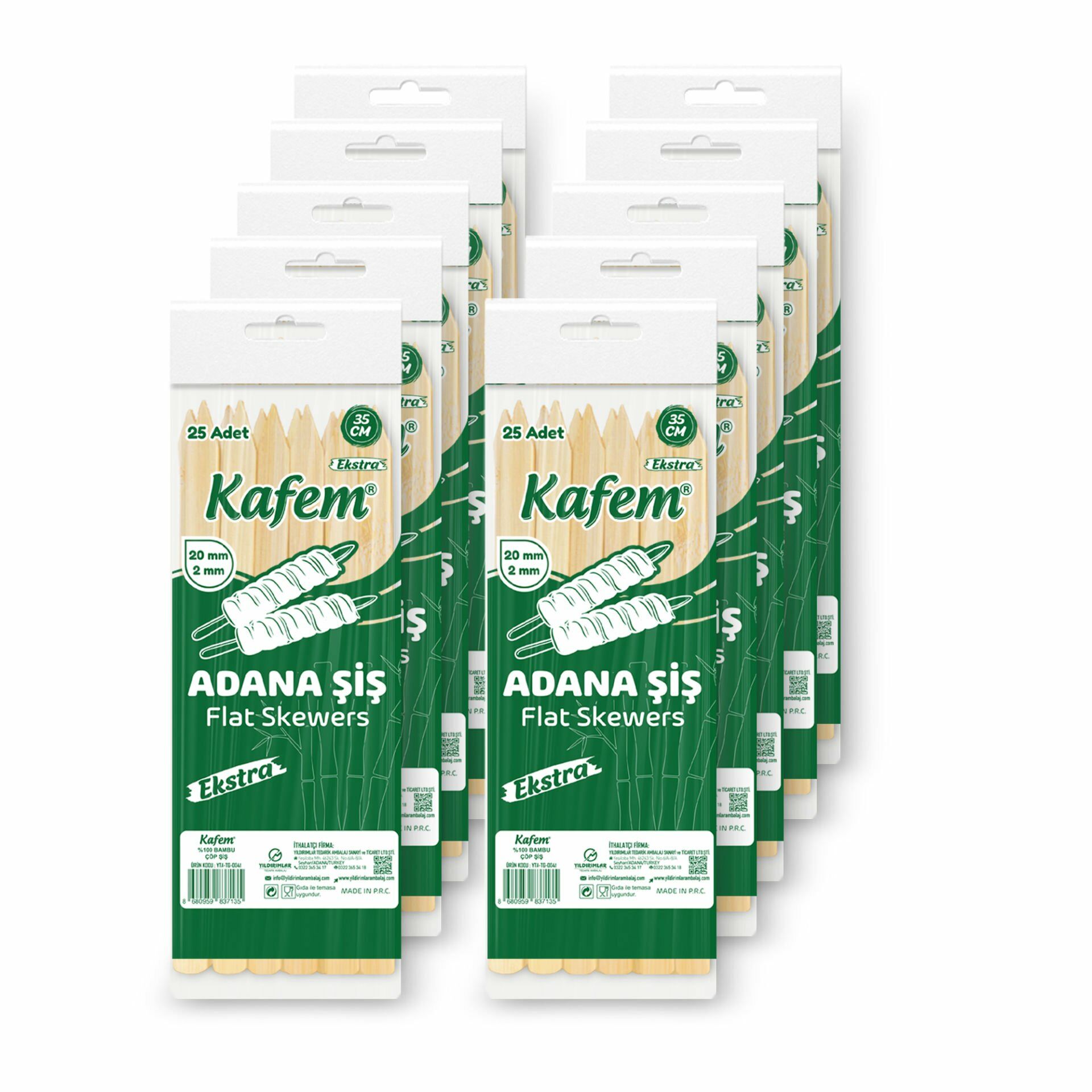 Kafem Adana Çöp Şiş Ekstra 35 cm 25 Li X 10 Paket