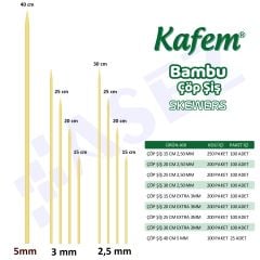 Kafem Bambu Çöp Şiş 20 cm 100 Lü X 200 Paket (Koli)